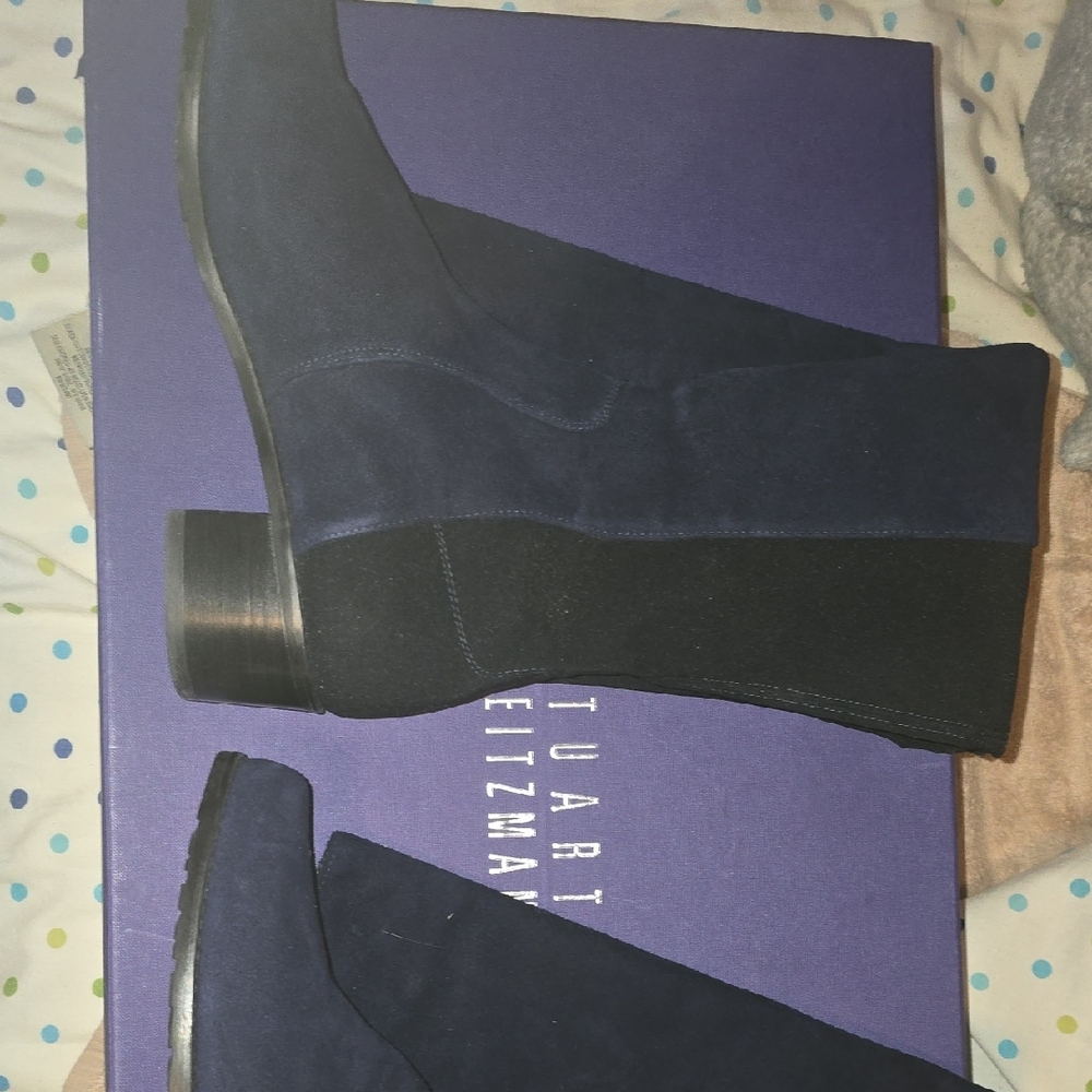 Stuart Weitzman Midnight Blue and Black Heeled Boots